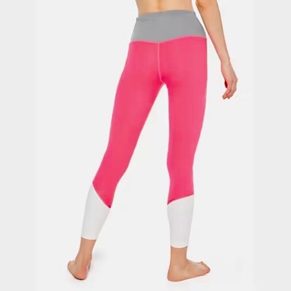 KATE SPADE Colorblock Leggings High Rise Waist Activewear Pink Gray White Large - Picture 8 of 16